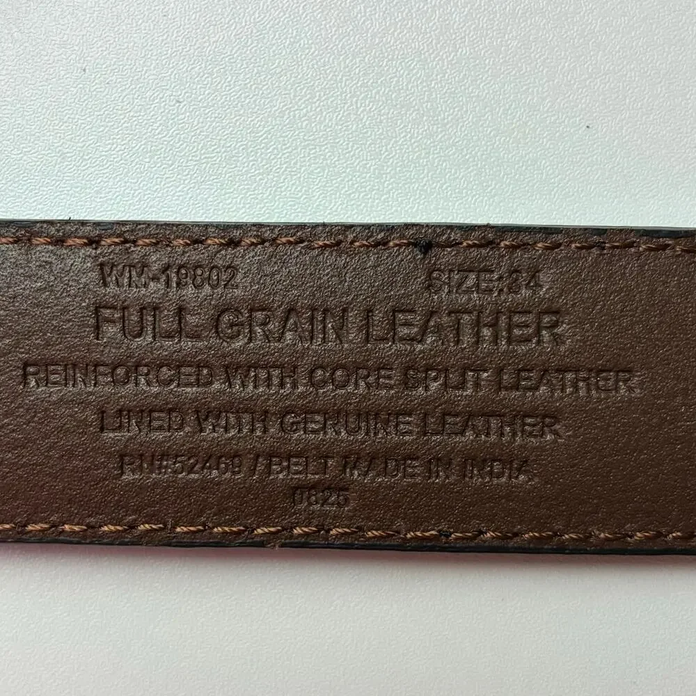 33mm Black Dress Belt Men's 34 Full Grain Leather New NWT Double Loop Reinforced